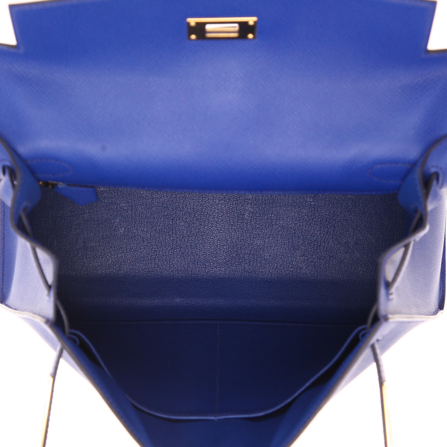 Bolso de mano Hermès  Kelly 28 cm en cuero epsom azul Zafiro - Detail D3