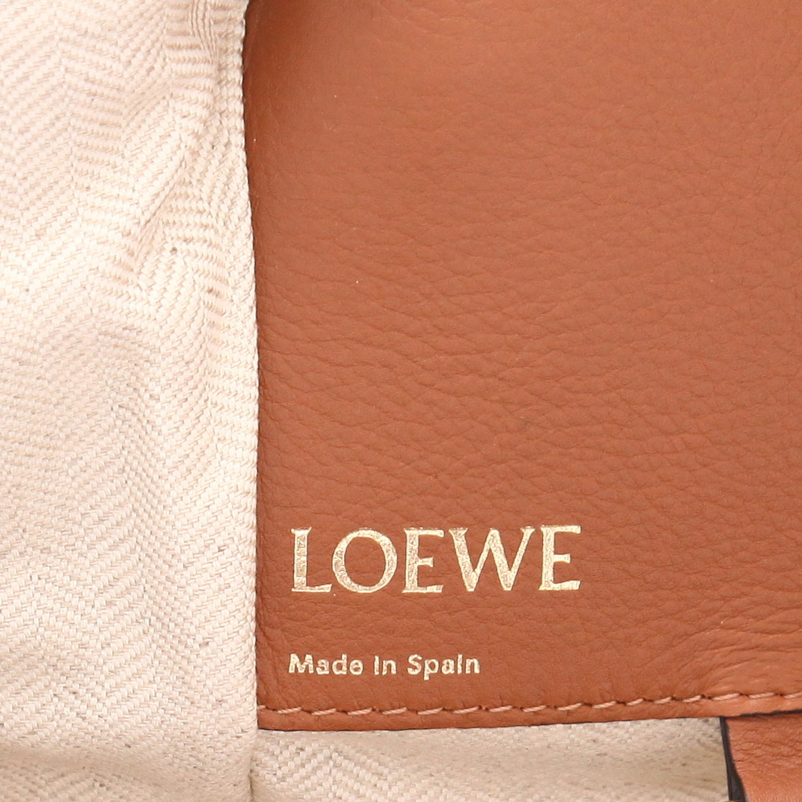 Loewe Hammock handbag in beige monogram canvas and brown leather - Detail D2