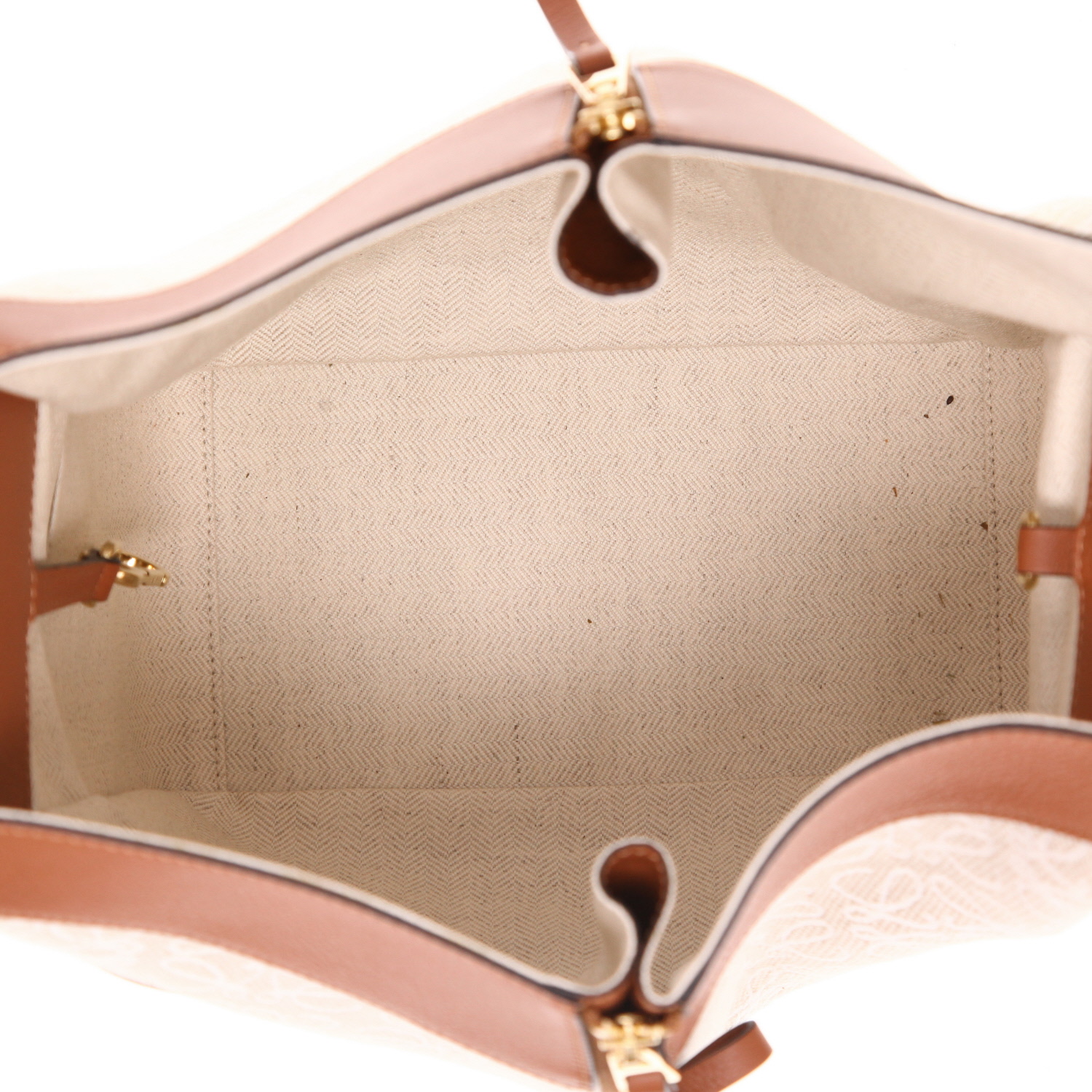 Loewe Hammock handbag in beige monogram canvas and brown leather - Detail D3