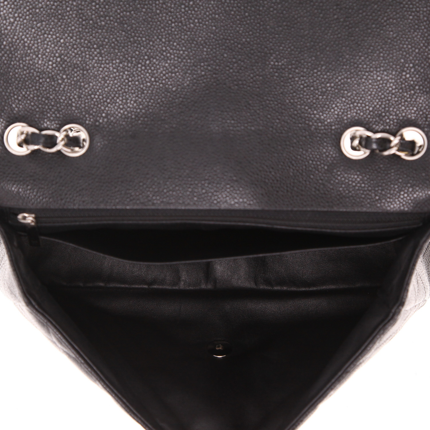 Sac bandoulière Chanel  Timeless Jumbo en cuir grainé matelassé noir - Detail D3