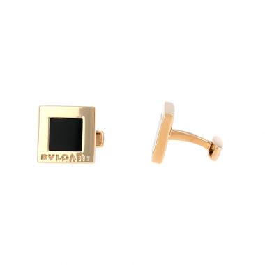 Par de gemelos Bulgari  de oro amarillo y ónix