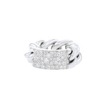 Sortija flexible Dior Gourmette modelo grande en oro blanco y diamantes