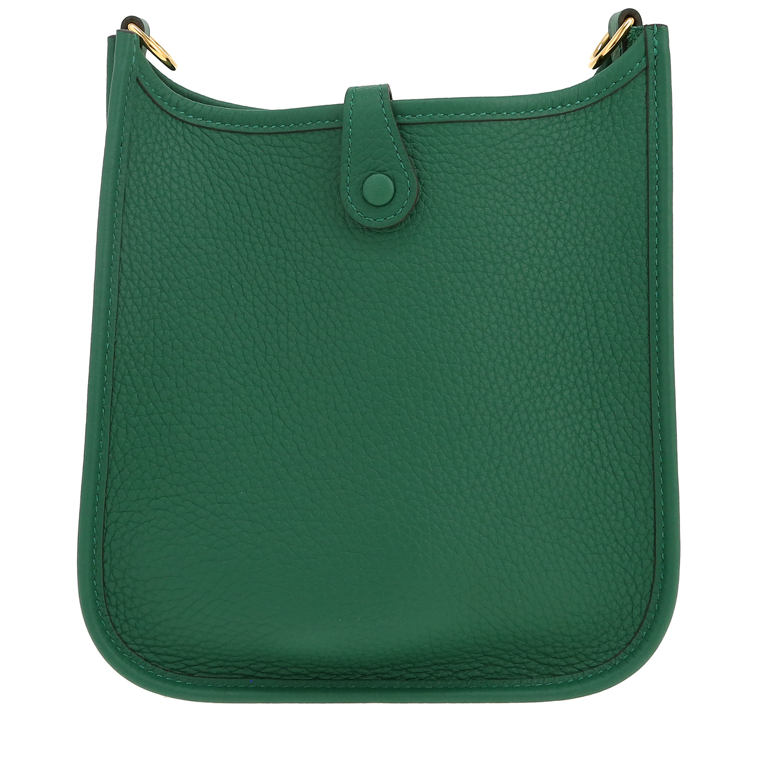 Bolso bandolera Hermès  Mini Evelyne en cuero taurillon clémence verde - Detail D4