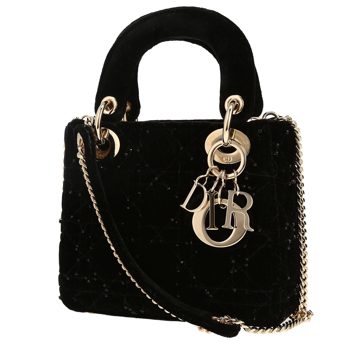 Bolso de mano Dior  Lady Dior en terciopelo negro
