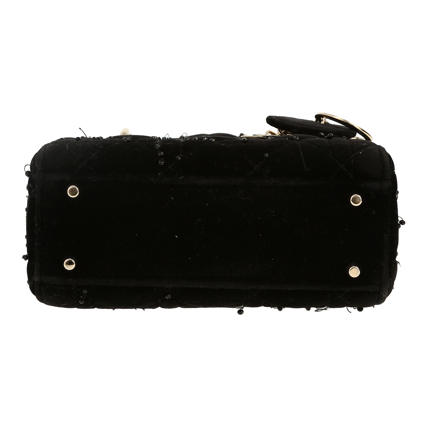 Sac à main Dior Lady Dior en velours noir - Detail D1