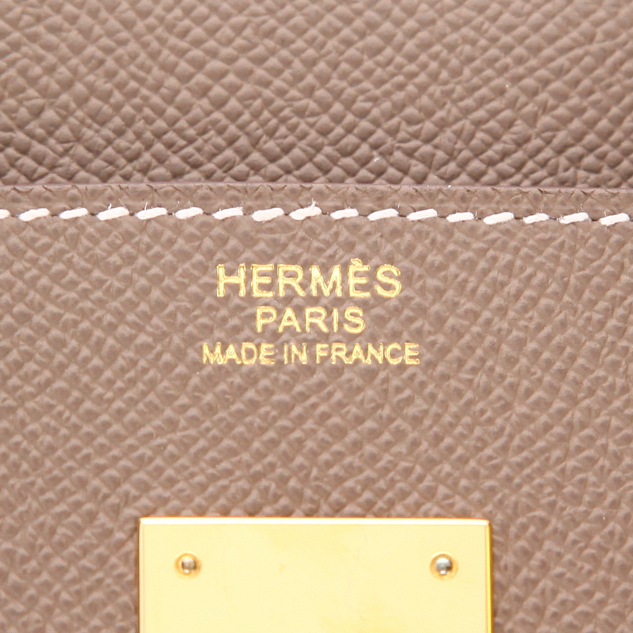 Bolso de mano Hermès  Birkin 30 cm en cuero epsom marrón etoupe - Detail D2