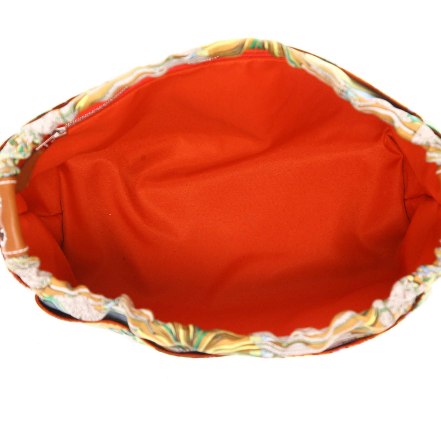 Pochette Hermès  Pochette Fourbi in seta marrone blu e verde - Detail D3