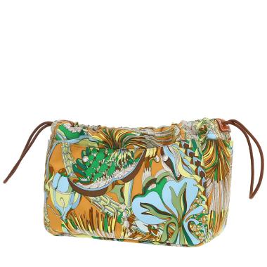 Pochette Hermès  Pochette Fourbi en soie marron bleue et verte