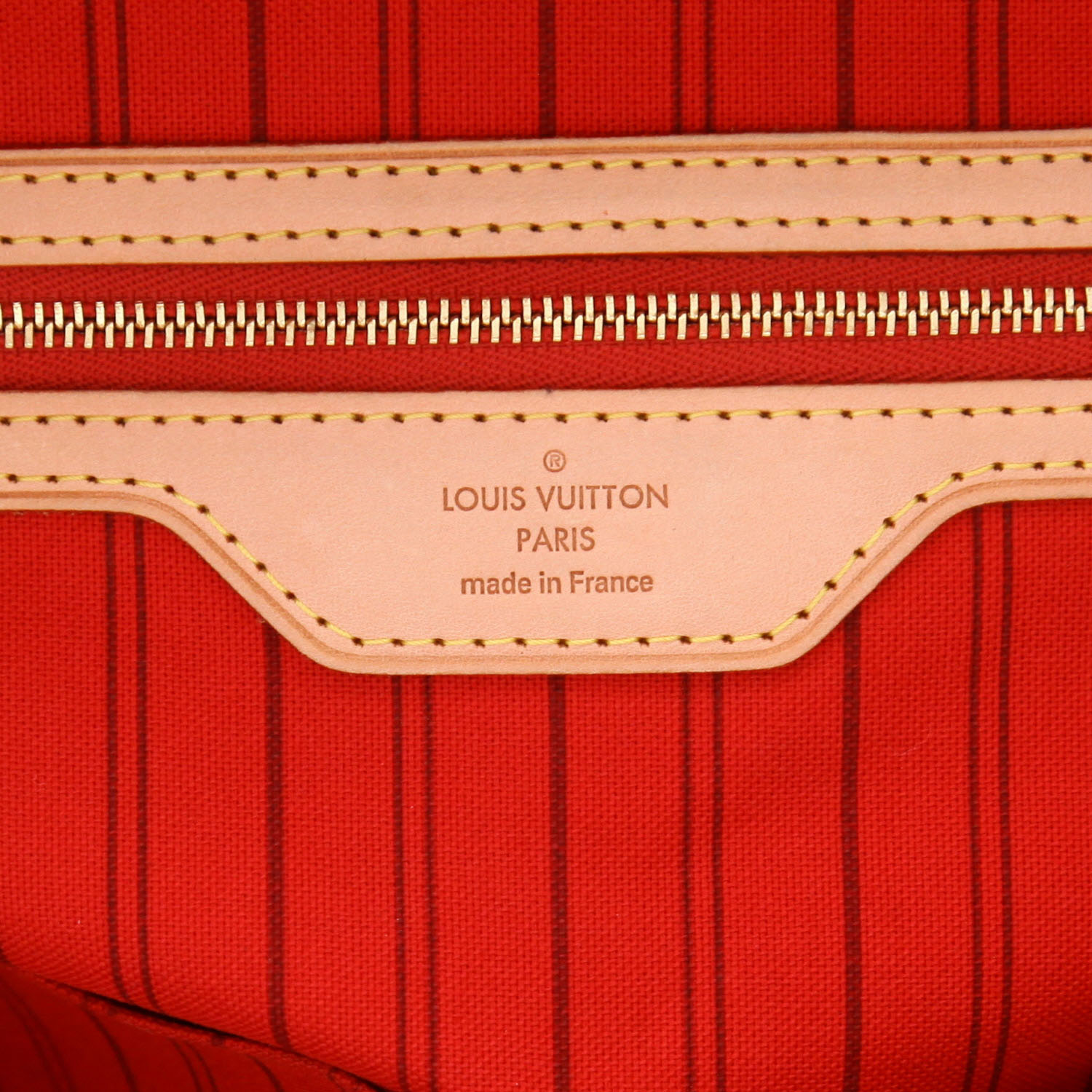 Bolso Cabás Louis Vuitton  Neverfull en lona Monogram marrón y cuero natural - Detail D2