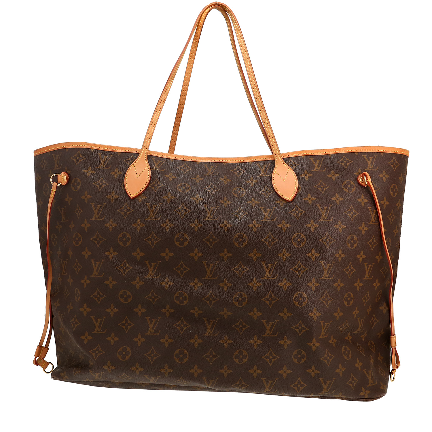 Louis Vuitton  Neverfull Limited edition shopping bag  in brown monogram canvas  and natural leather - Detail D4