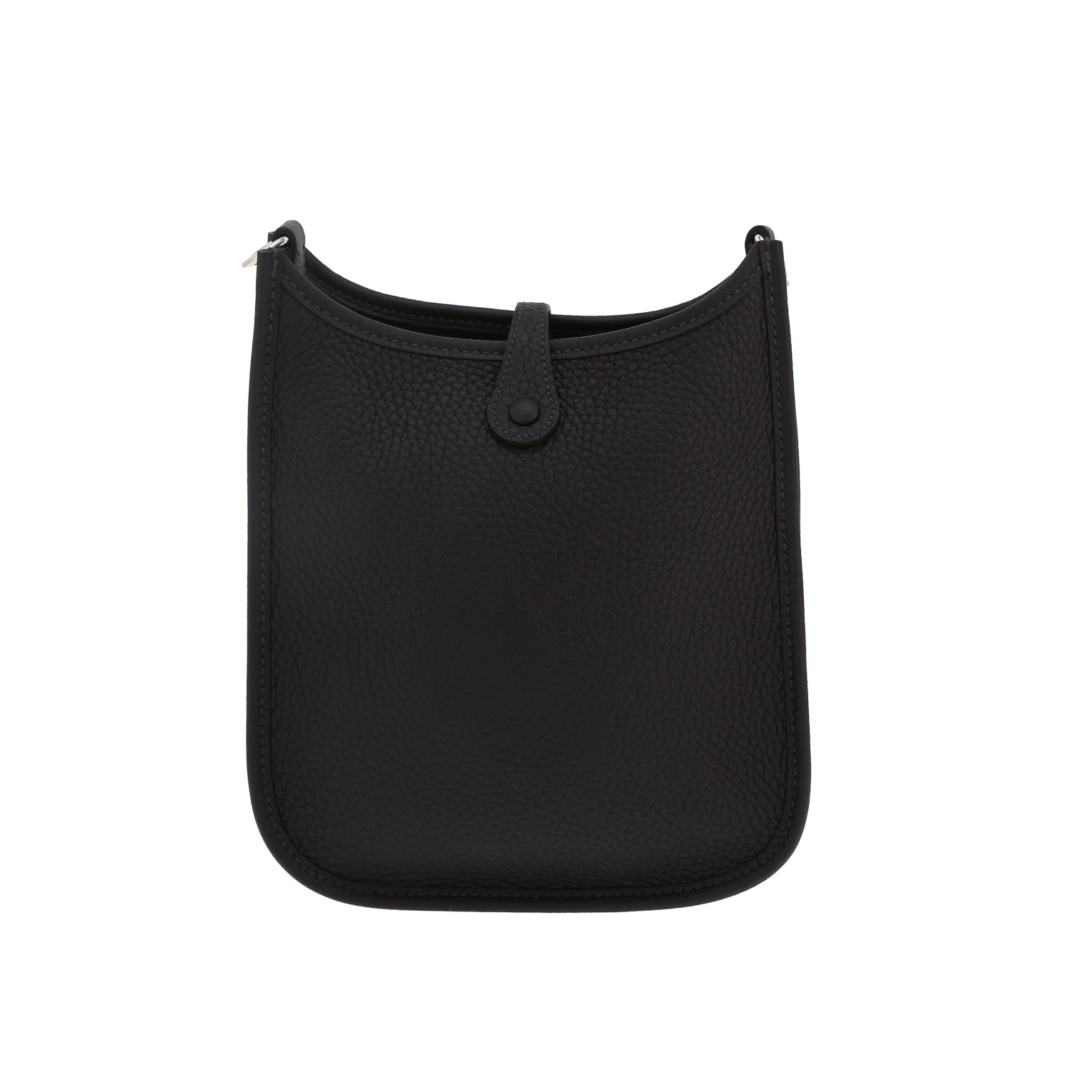 Sac bandoulière Hermès  Mini Evelyne en cuir taurillon clémence Bleu Caban - Detail D2