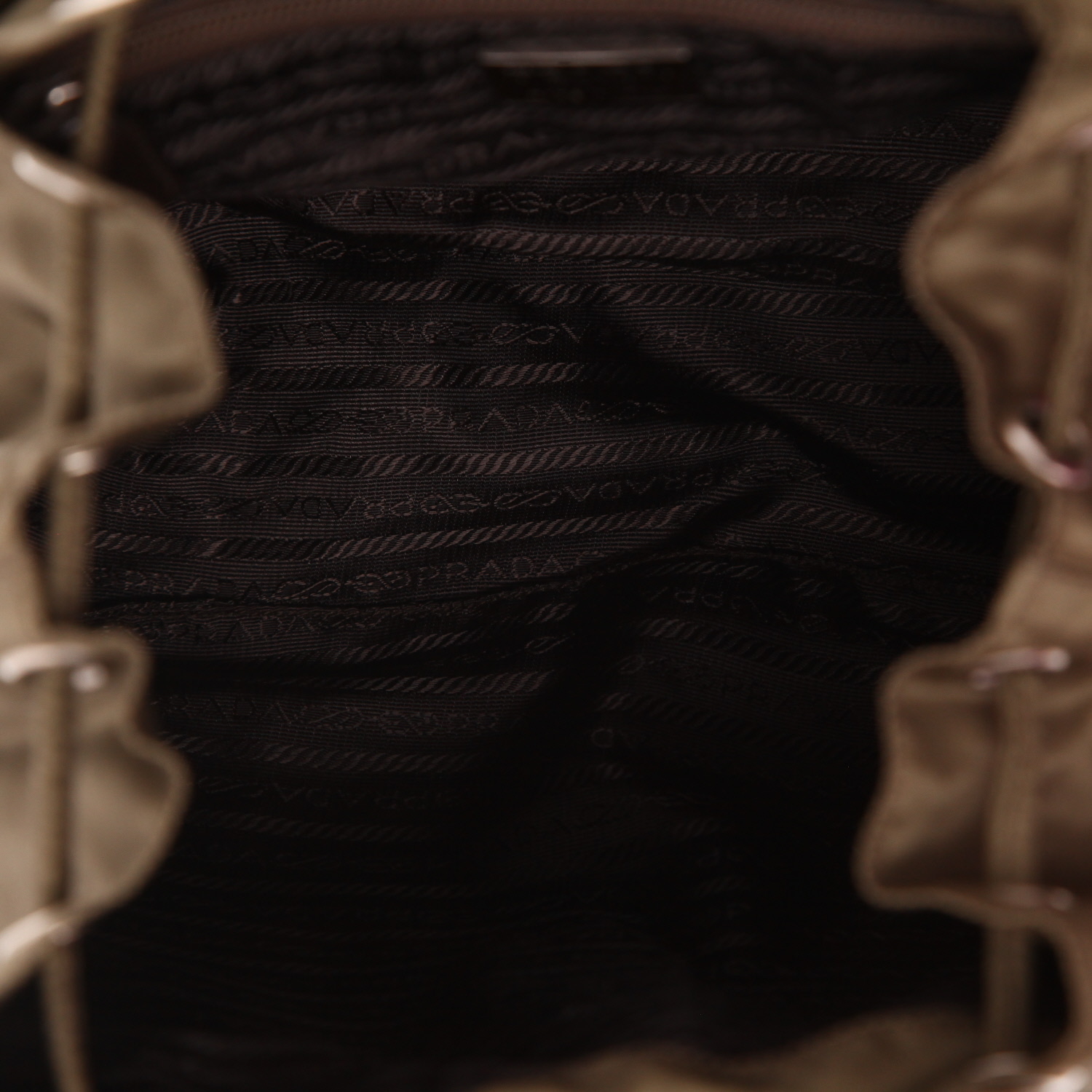 Prada backpack in khaki canvas and khaki leather - Detail D3
