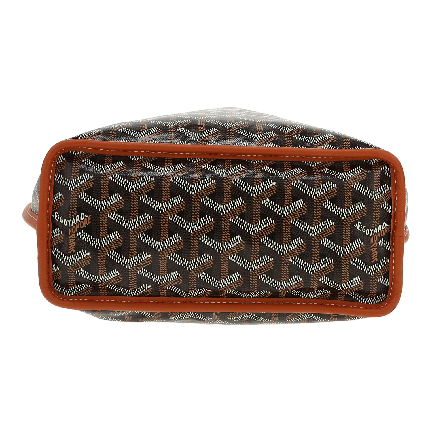 Goyard Anjou small model shopping bag in brown Goyard canvas and brown leather - Detail D1