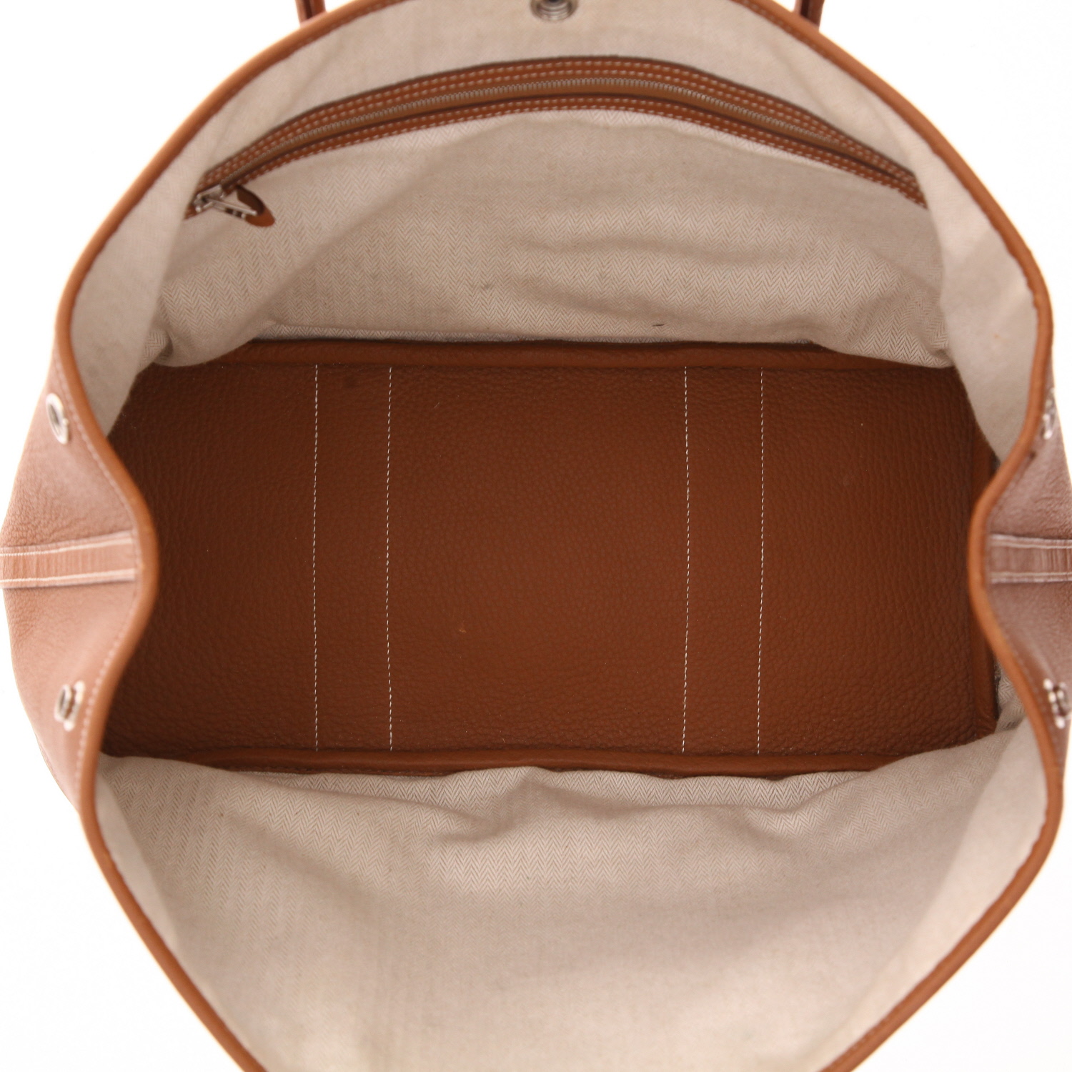 Bolso Cabás Hermès  Garden en cuero togo color oro - Detail D3