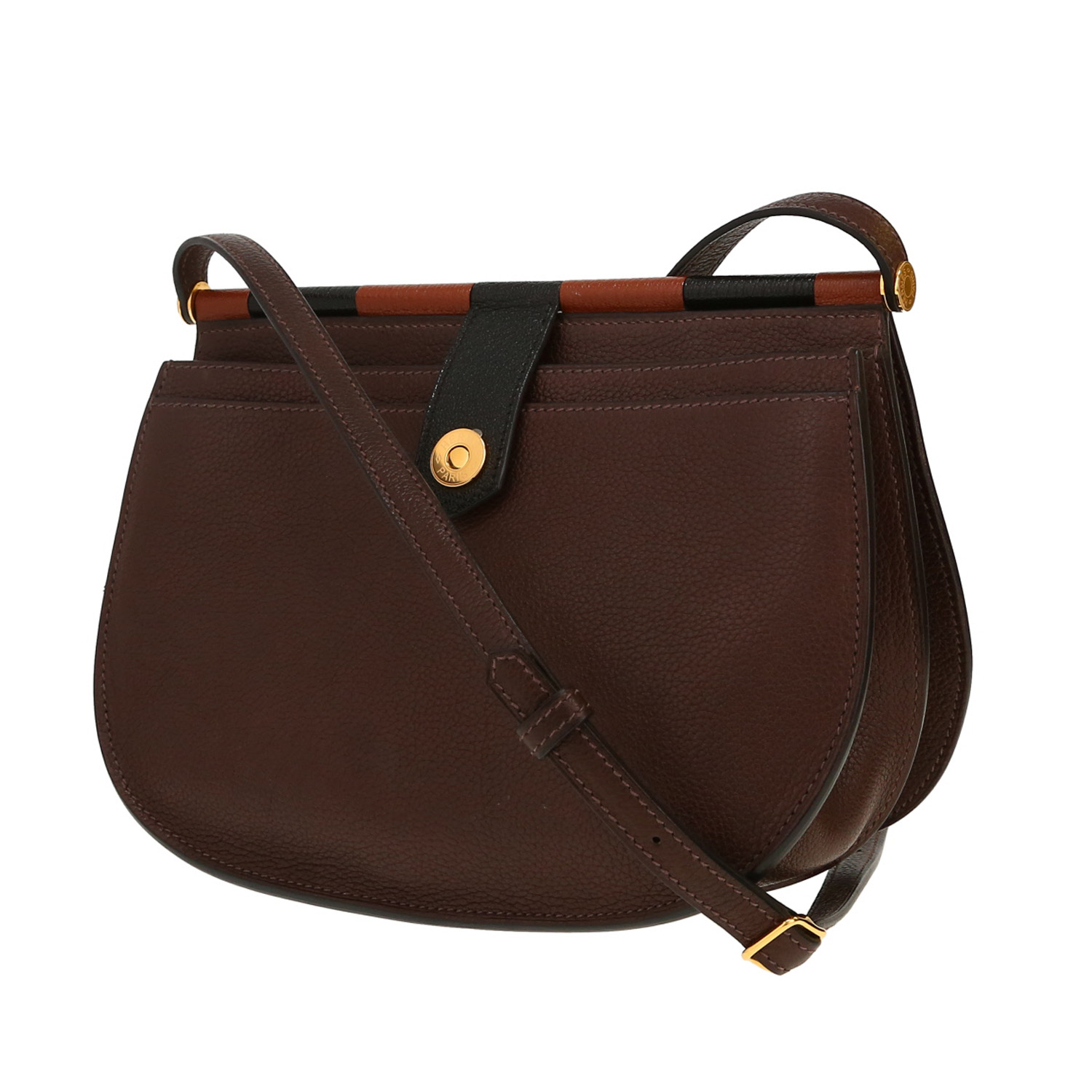 Hermès   shoulder bag  in brown Barenia Faubourg - Detail D5