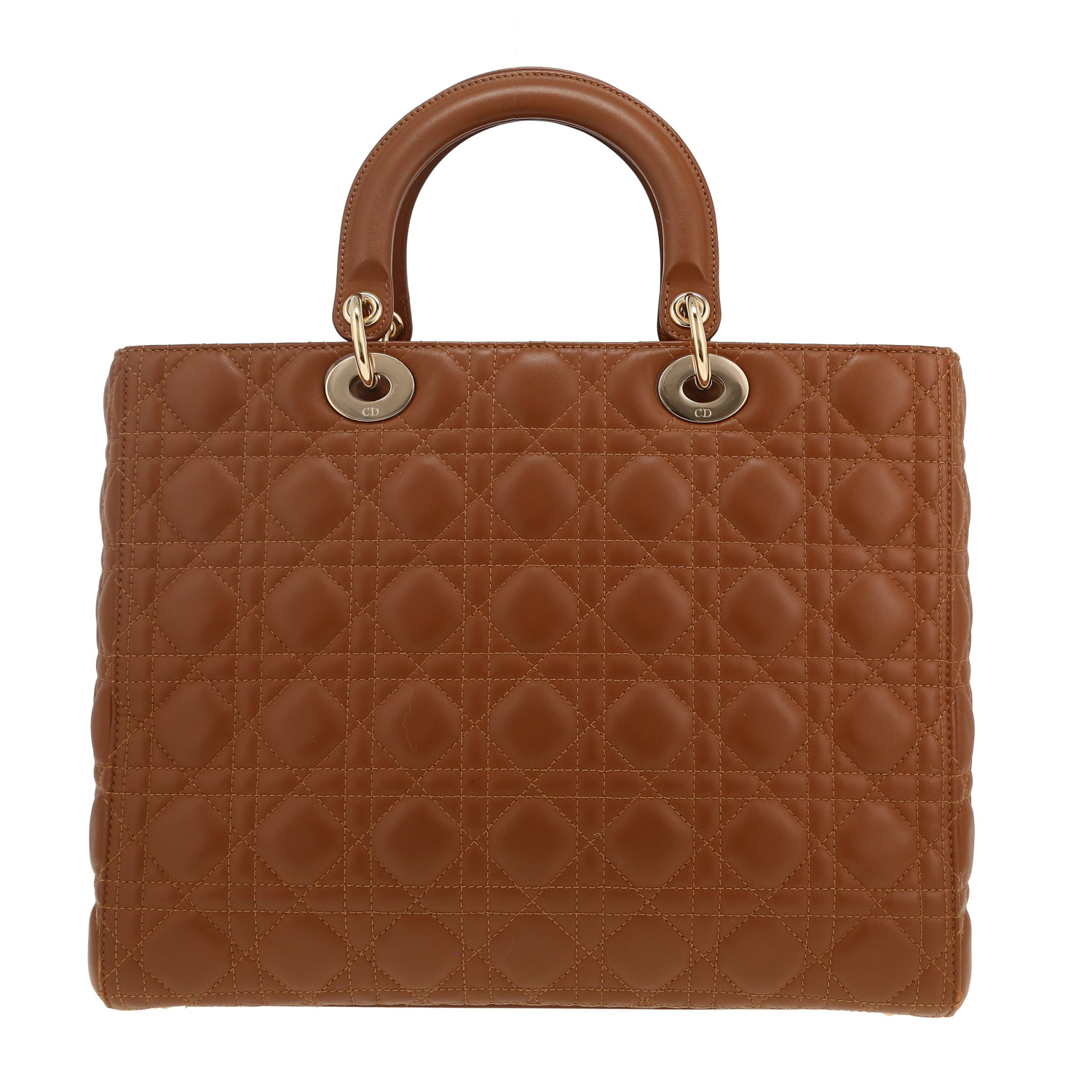 Dior  Lady Dior handbag  in brown leather cannage - Detail D2