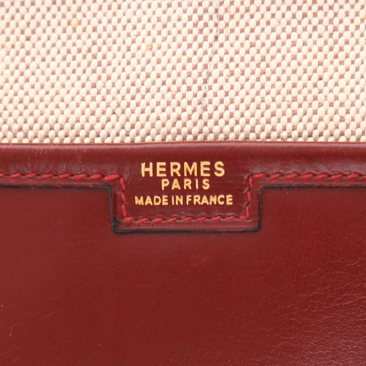 Pochette Hermès Jige en cuir box bordeaux - Detail D3