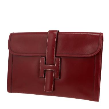 Bolsito de mano Hermès  Jige en cuero box color burdeos