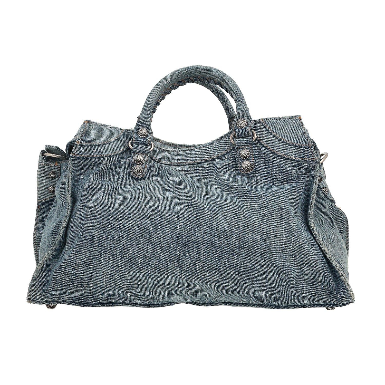 Bolso de mano Balenciaga  Neo Classic en lona denim azul - Detail D4