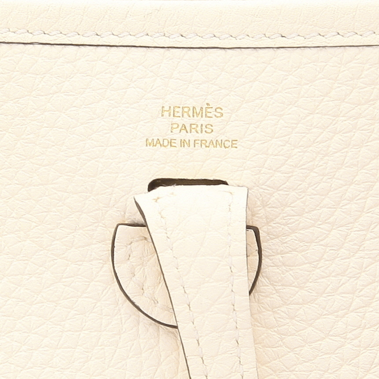 Bolso bandolera Hermès  Mini Evelyne en cuero taurillon clémence Nata - Detail D2