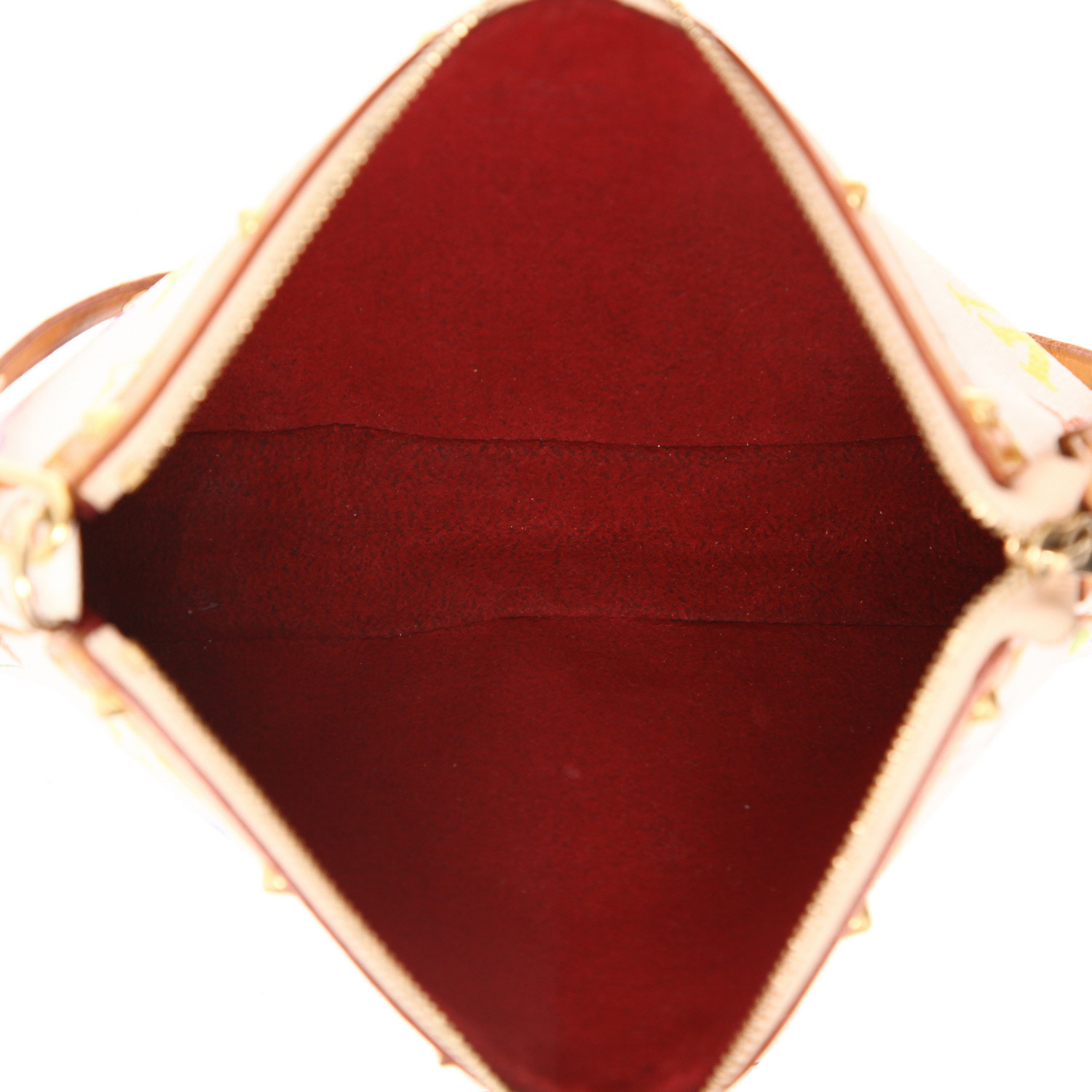 Louis Vuitton  Pochette accessoires handbag  in white and multicolor monogram canvas  and natural leather - Detail D3