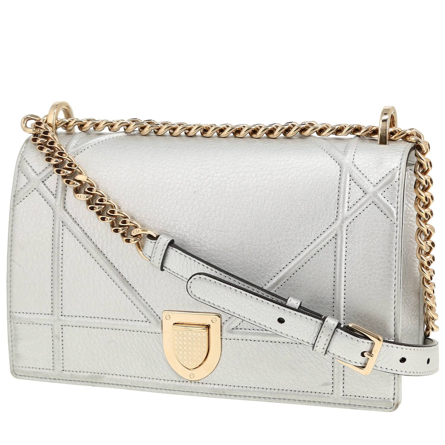 Dior Diorama shoulder bag in silver leather