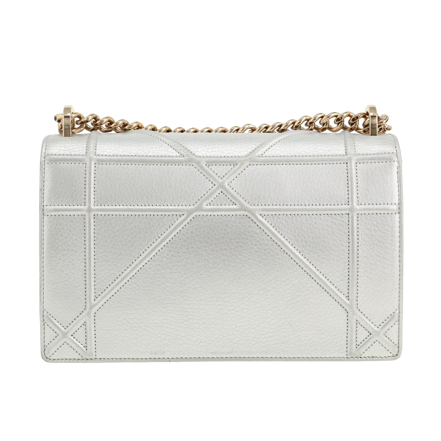Dior Diorama shoulder bag in silver leather - Detail D4