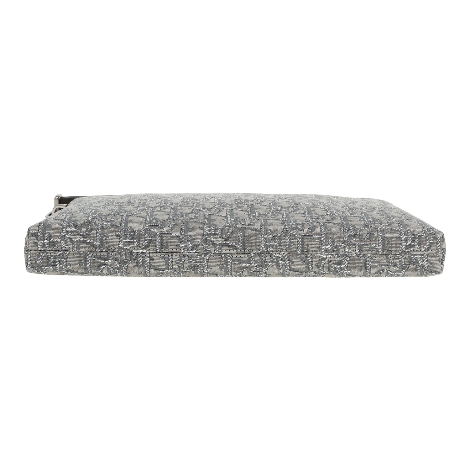 Dior pouch in grey and silver monogram canvas Oblique - Detail D1