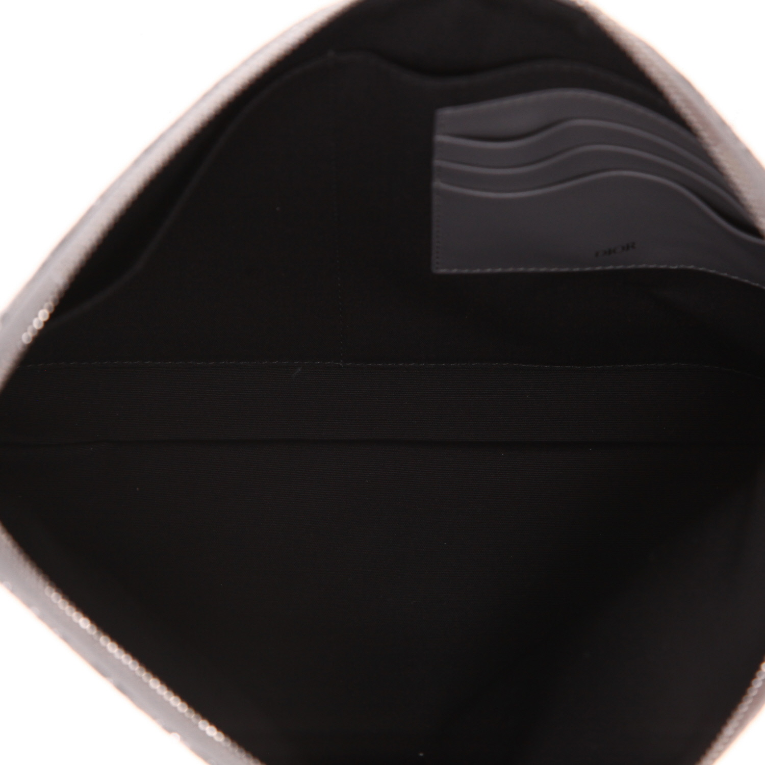 Dior pouch in grey and silver monogram canvas Oblique - Detail D4