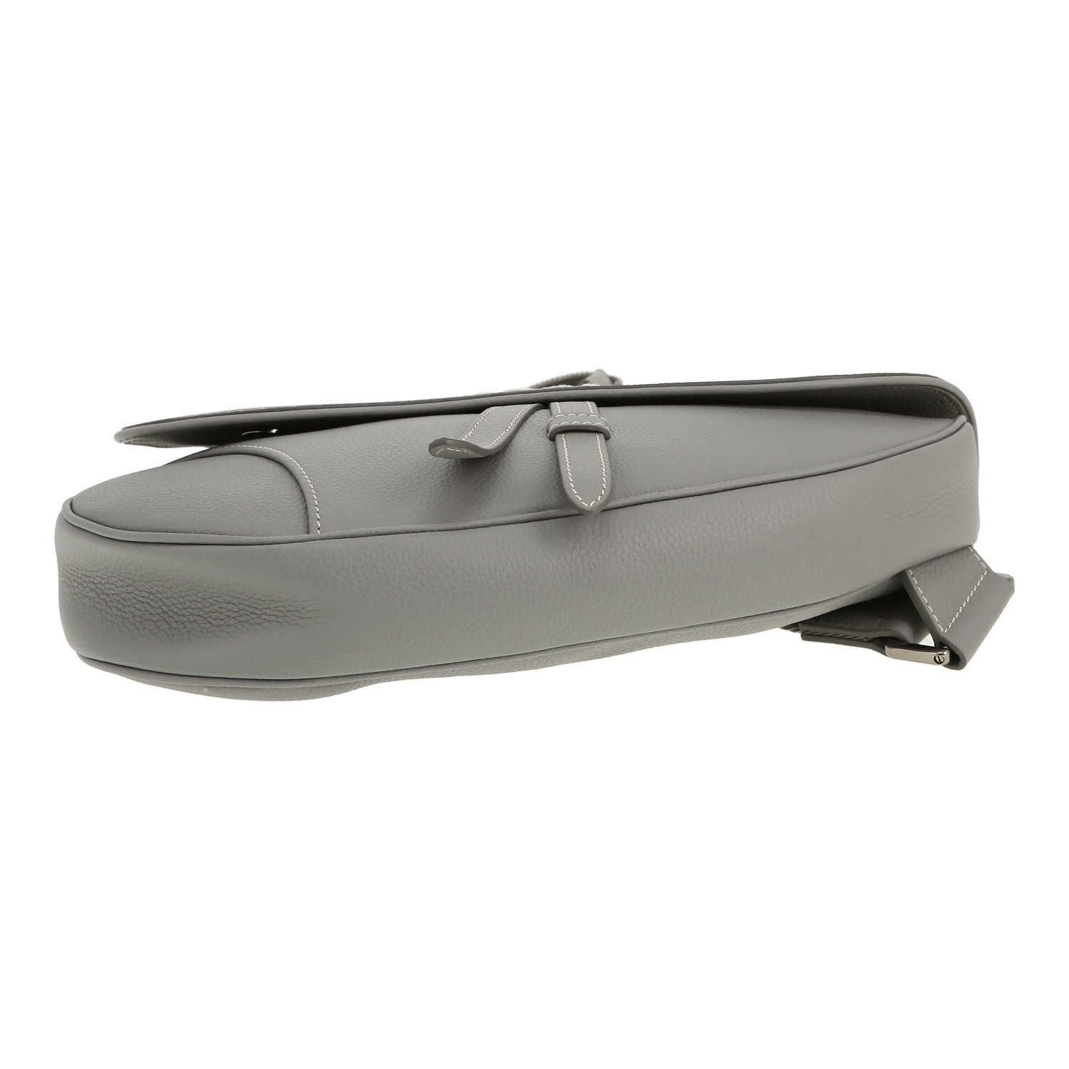 Sac bandoulière Dior  Saddle en cuir gris - Detail D1
