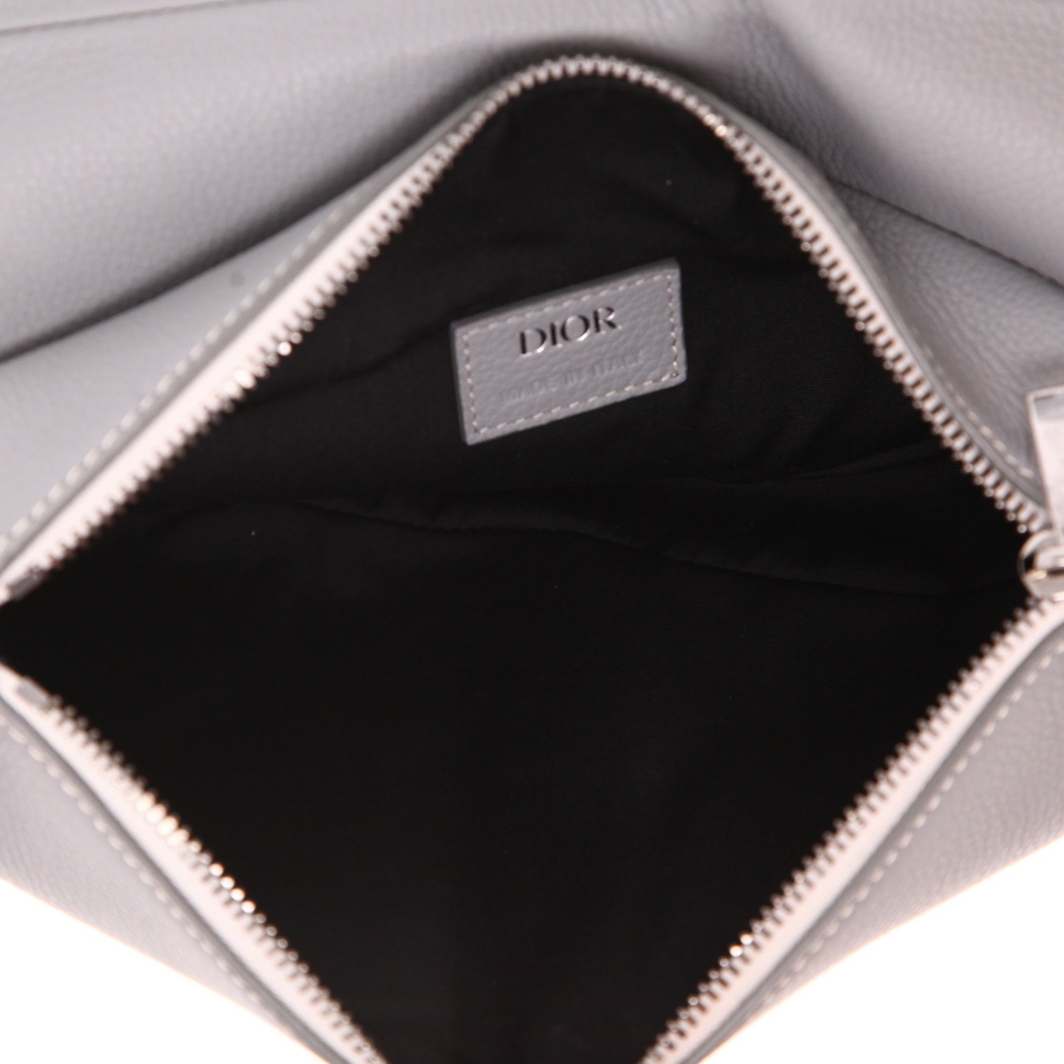 Dior  Saddle shoulder bag  in grey leather - Detail D3
