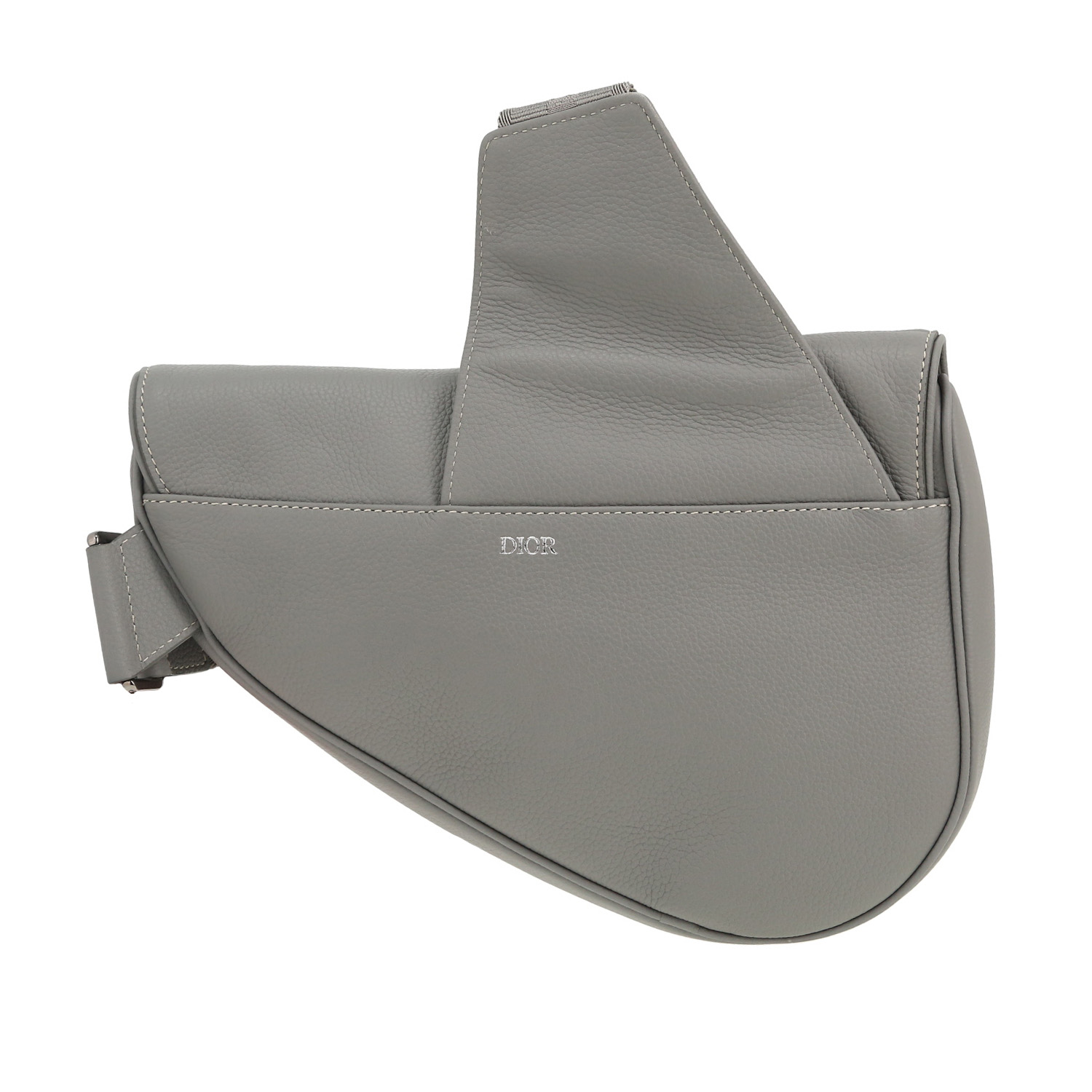 Bolso bandolera Dior  Saddle en cuero gris - Detail D4
