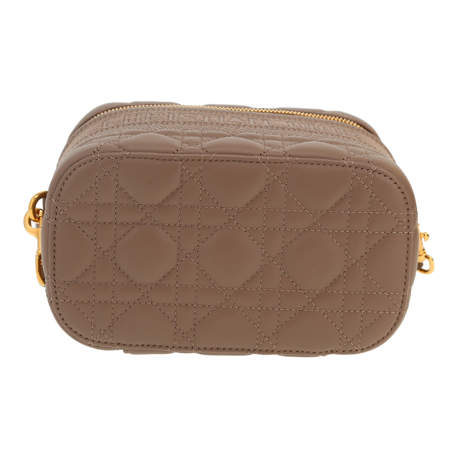 Bolso bandolera Dior Travel Vanity en cuero cannage color topo - Detail D1