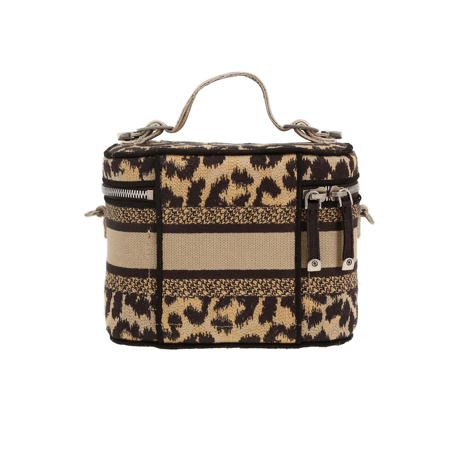 Bolso bandolera Dior  Travel Vanity en lona beige y negra - Detail D4