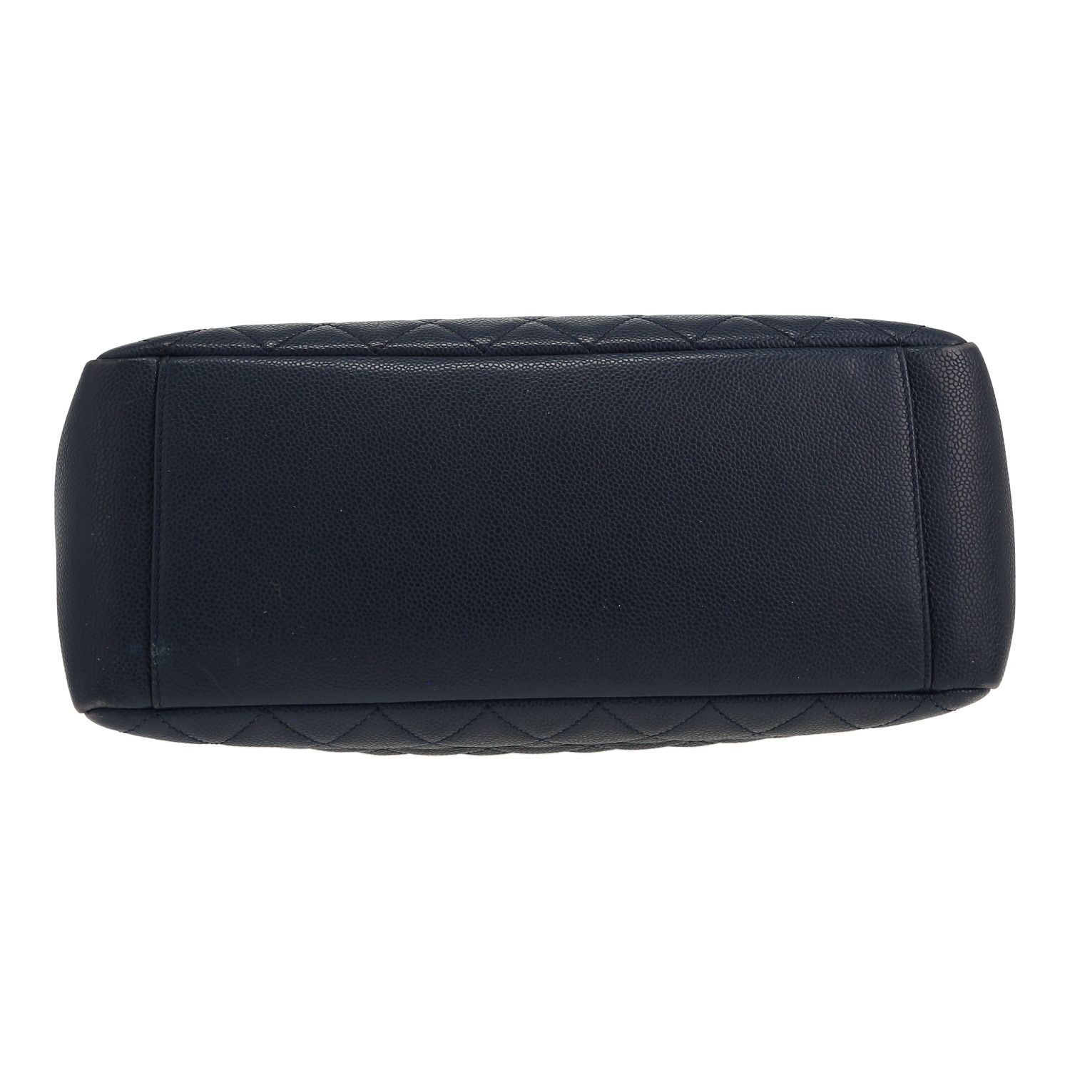 Chanel  Shopping GST shopping bag  in navy blue quilted grained leather - Detail D1