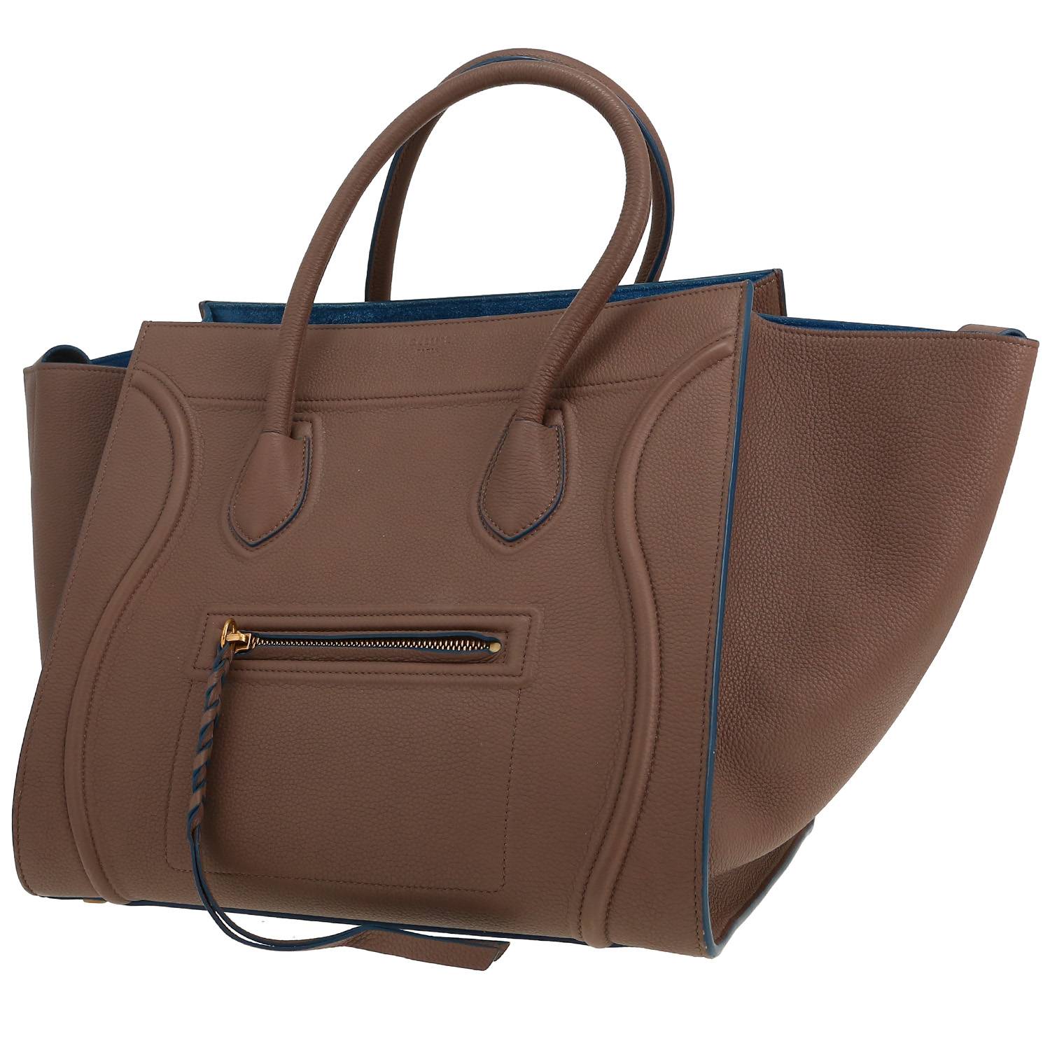 Shopping bag Celine  Cabas Phantom in pelle martellata color talpa