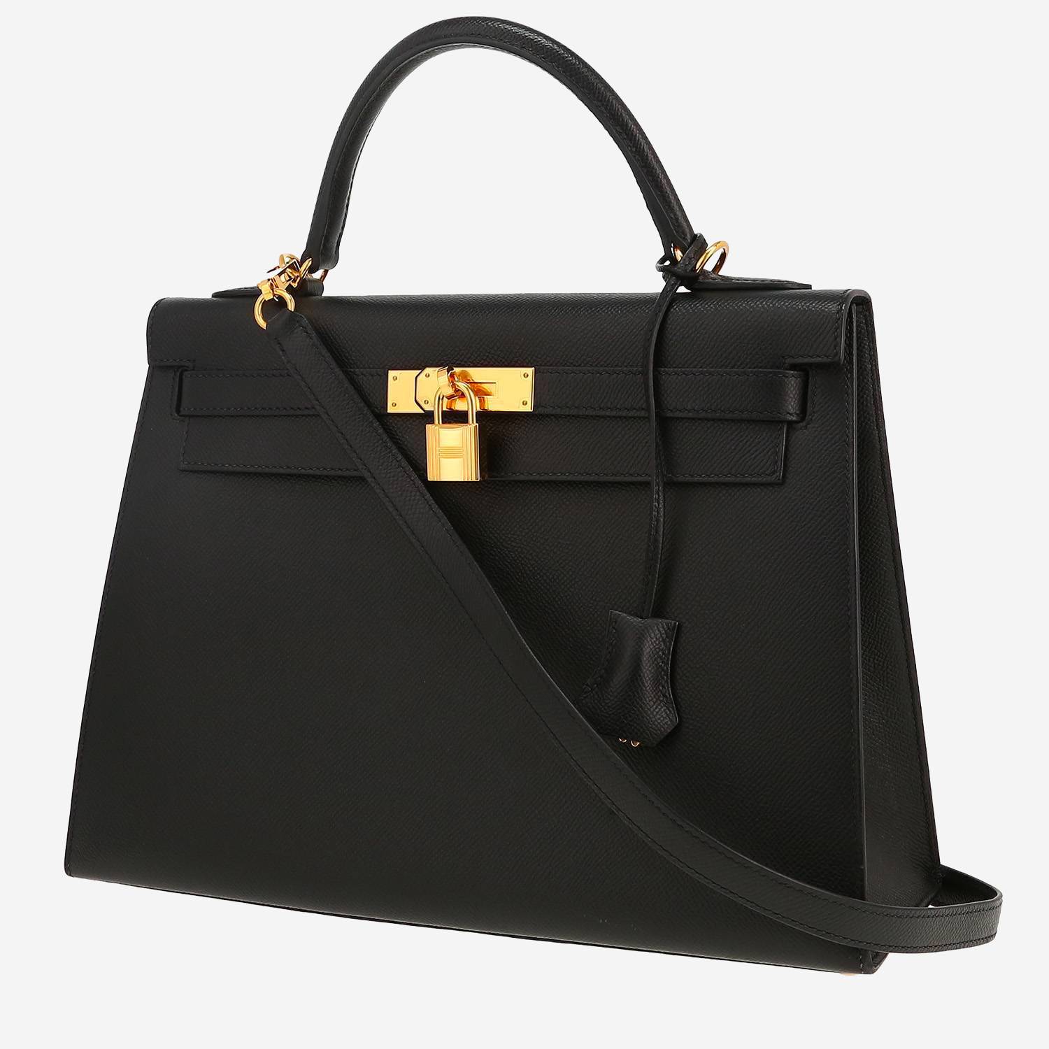 Borsa Hermès  Kelly 32 cm in pelle Epsom nera