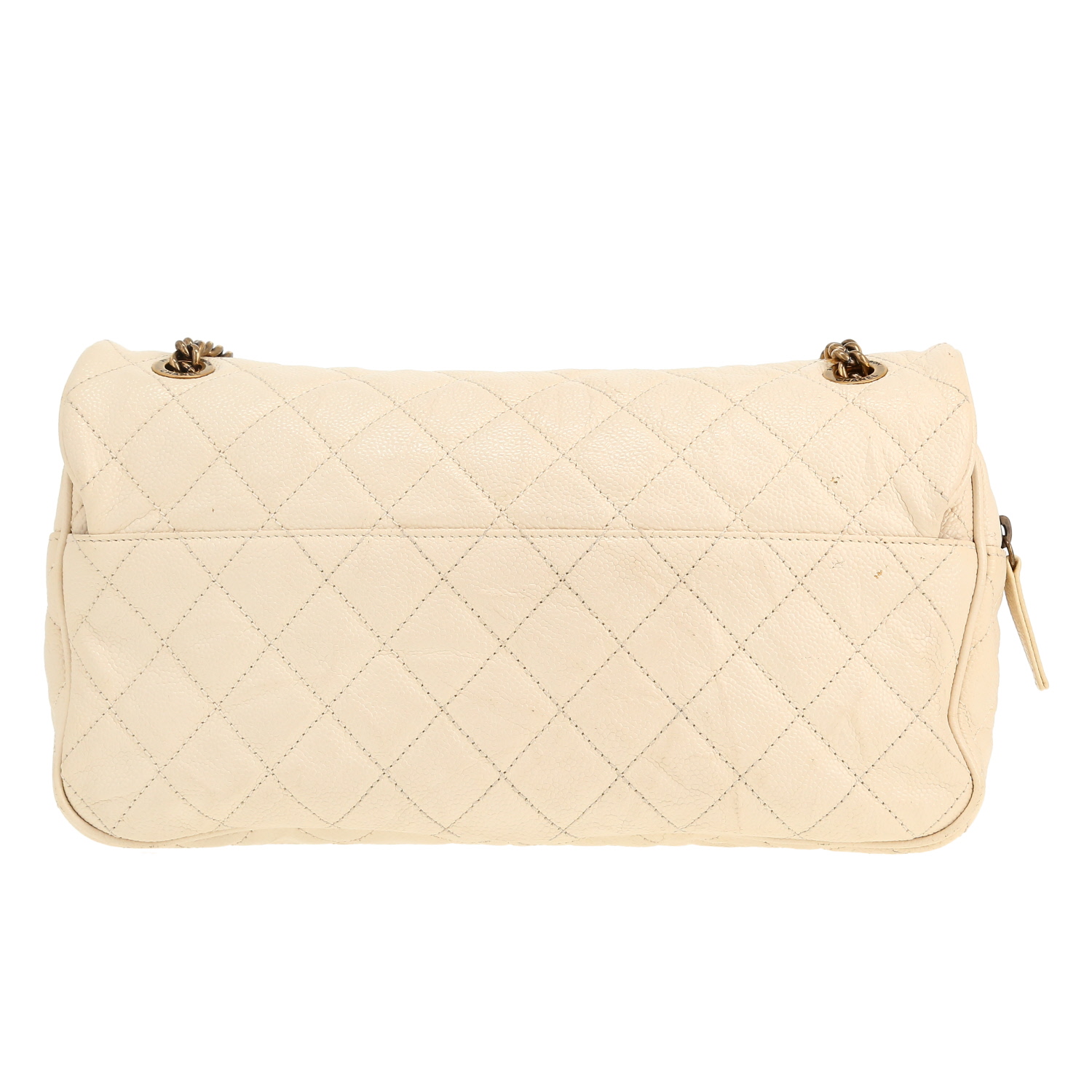 Bolso de mano Chanel   en cuero acolchado color crema - Detail D4