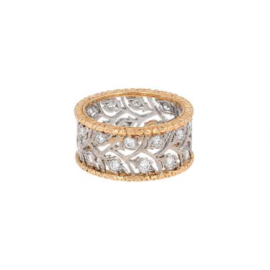Buccellati Eternelle Ramage sleeve ring in yellow gold, white gold and diamonds