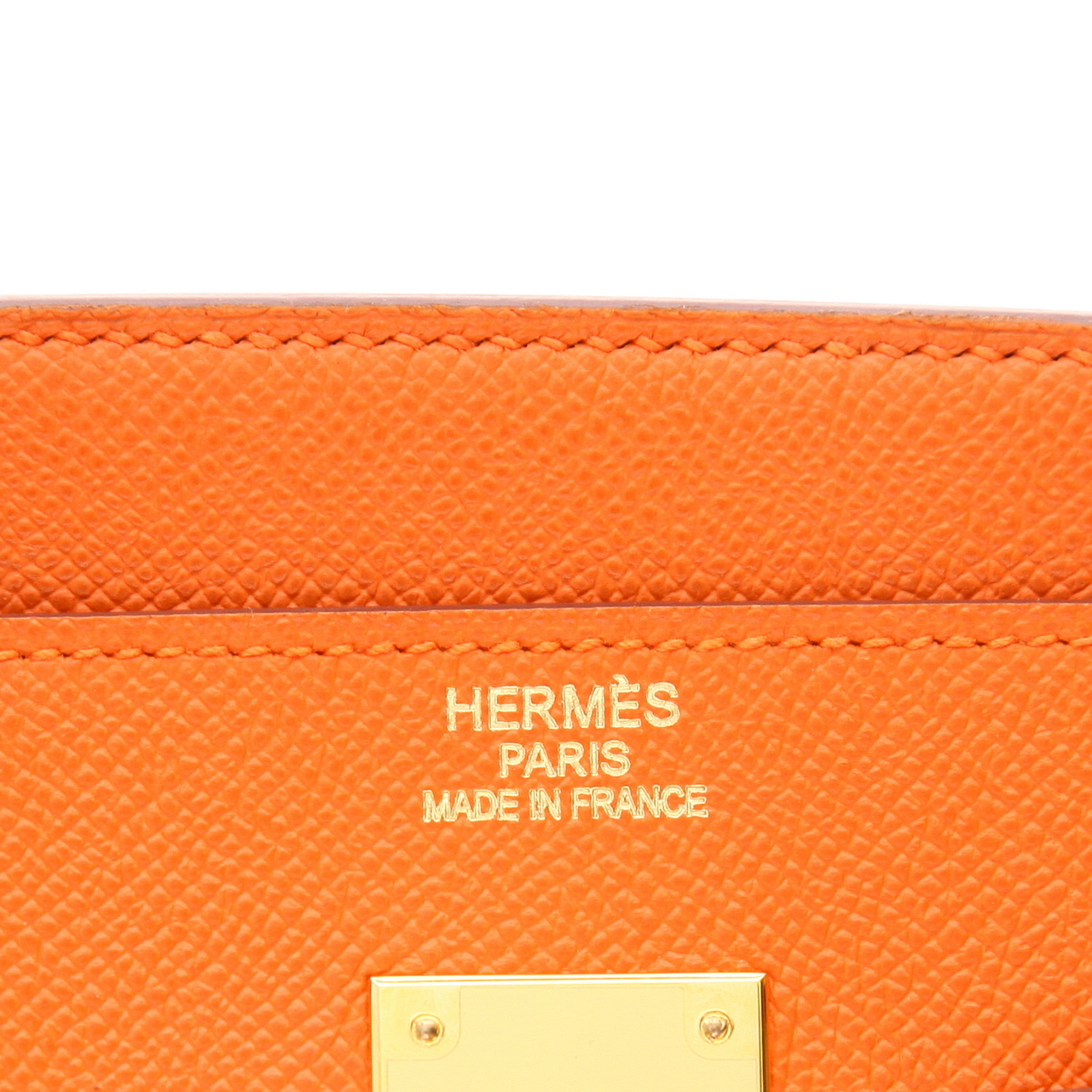 Bolso de mano Hermès  Birkin 40 cm en cuero epsom naranja - Detail D2