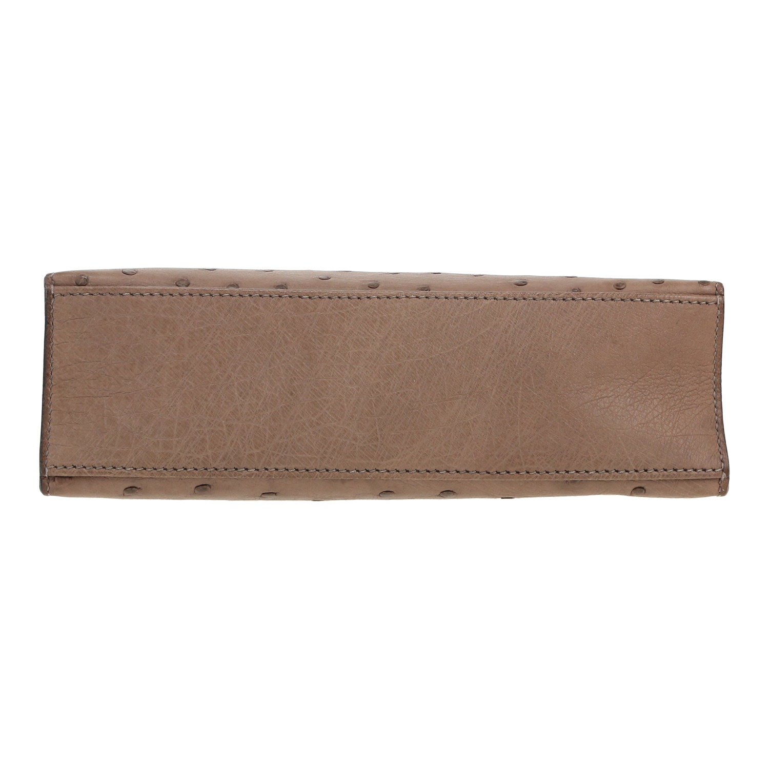 Bolsito de mano Hermès  Kelly - Clutch en avestruz gris - Detail D1