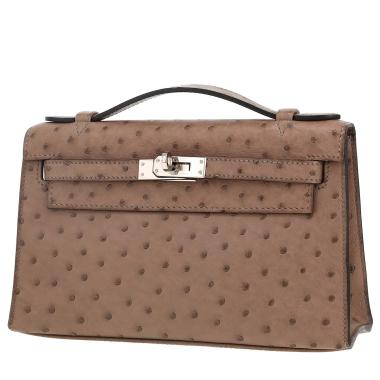 Pochette Hermès  Kelly - Clutch en autruche grise