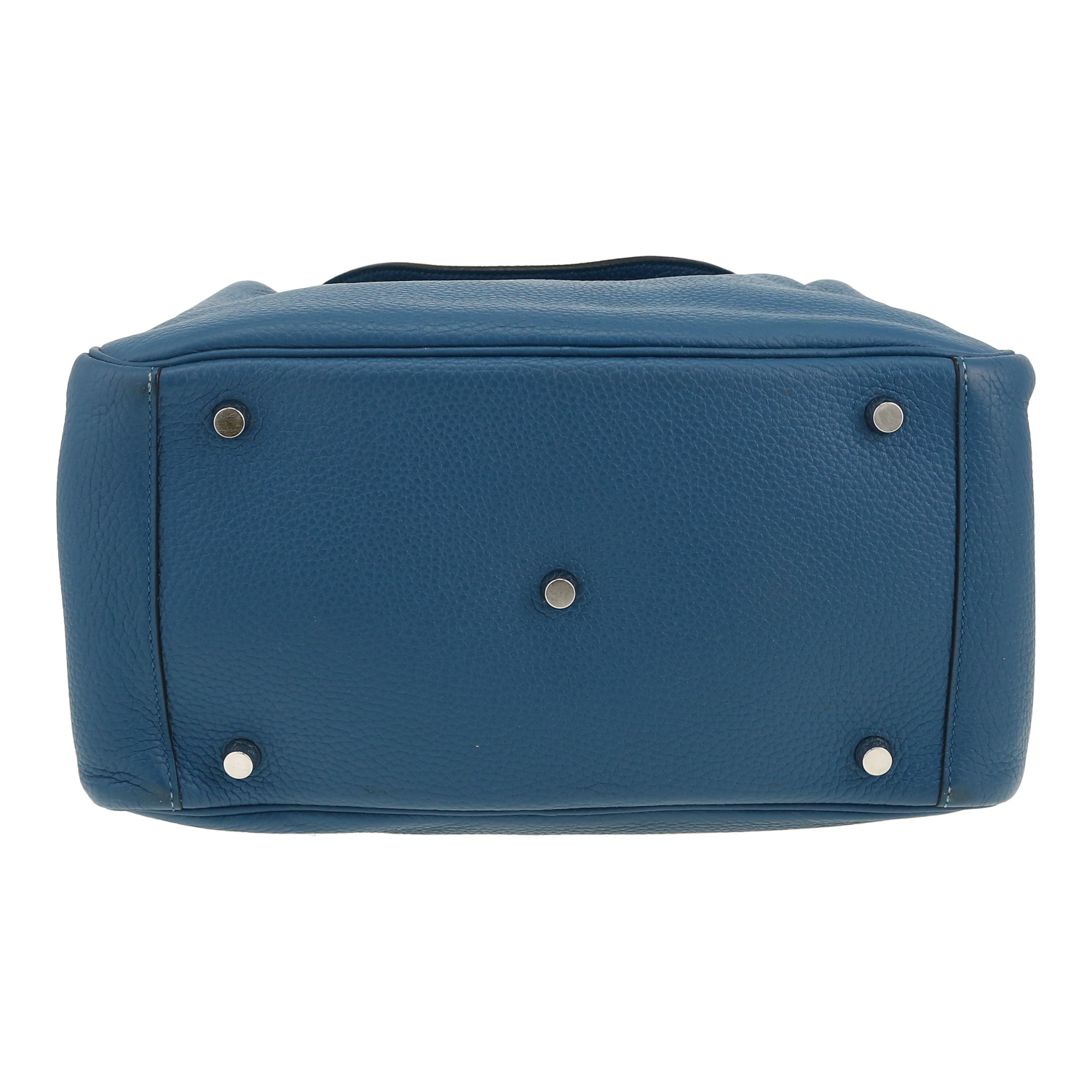 Sac à main Hermès Lindy 30 cm en cuir togo bleu - Detail D1