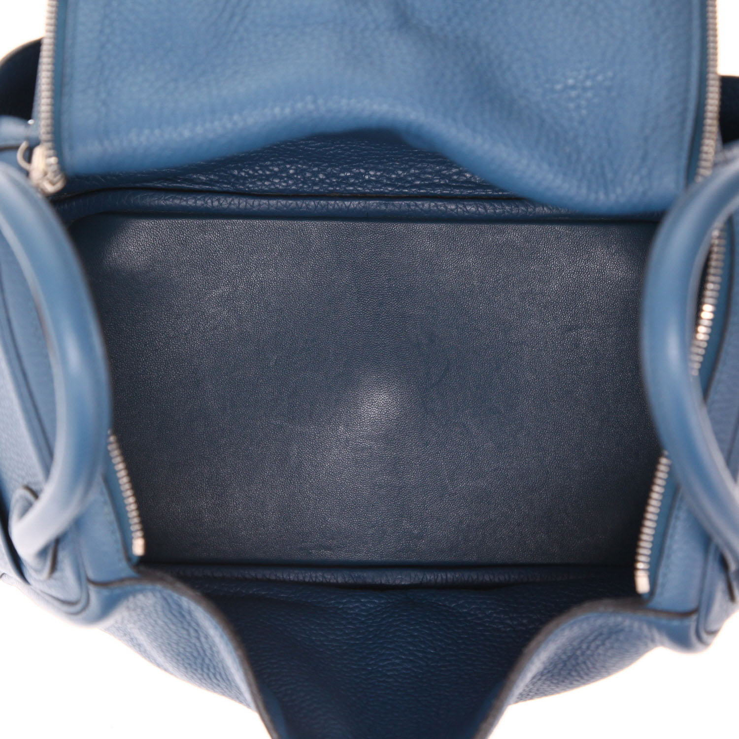 Sac à main Hermès Lindy 30 cm en cuir togo bleu - Detail D3
