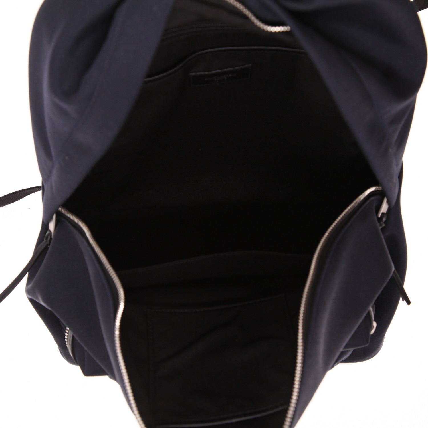 Saint Laurent City backpack in navy blue canvas and black leather - Detail D3