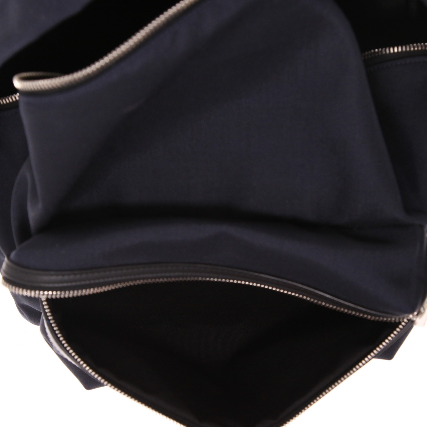 Saint Laurent City backpack in navy blue canvas and black leather - Detail D4
