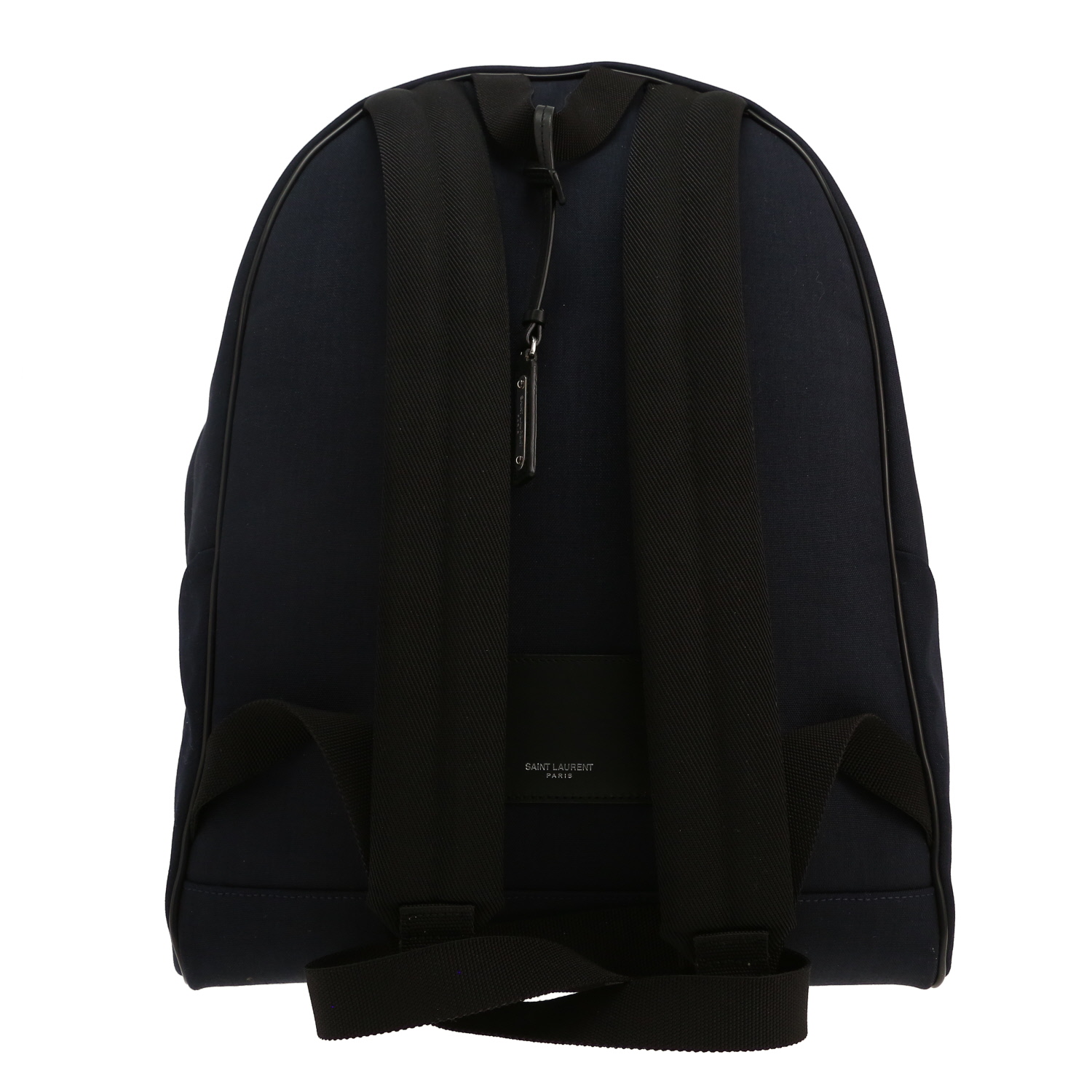 Saint Laurent City backpack in navy blue canvas and black leather - Detail D5
