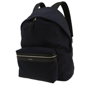 Saint Laurent  City backpack  in navy blue canvas  and black leather