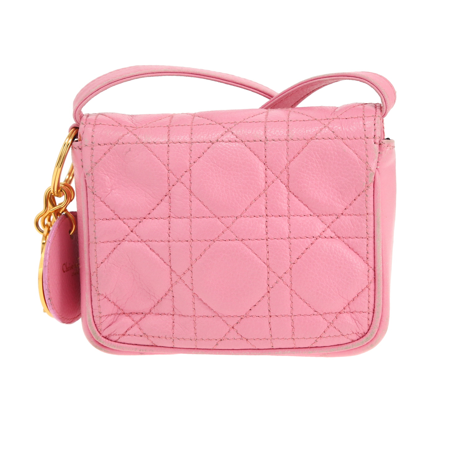 Dior Vintage shoulder bag in pink grained leather - Detail D4