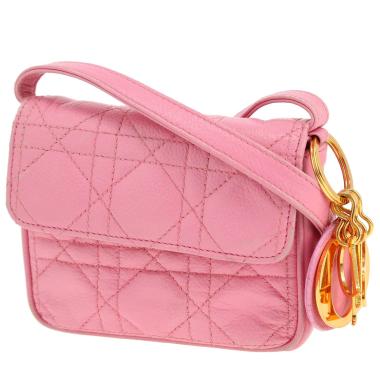 Dior  Vintage shoulder bag  in pink grained leather